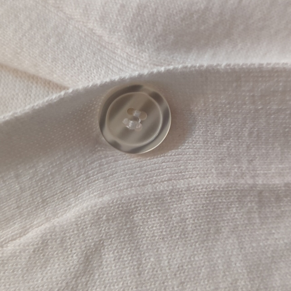 B*Design Women's White 3/4 Sleeve Cardigan Size XL 100% Cotton - Picture 2 of 7